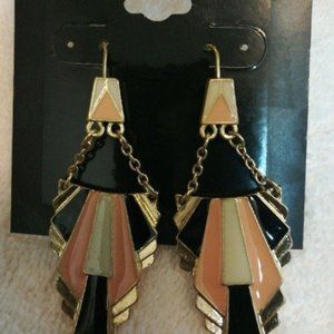 Fashion Earrings Gold Pink and Black